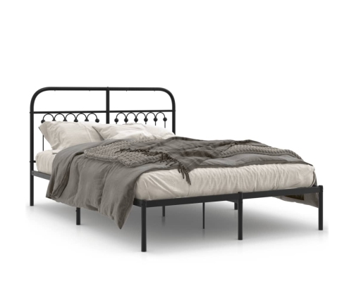 Estructura cama sin colchón con cabecero metal negro 140x200 cm