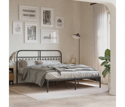 Estructura cama sin colchón con cabecero metal negro 150x200 cm