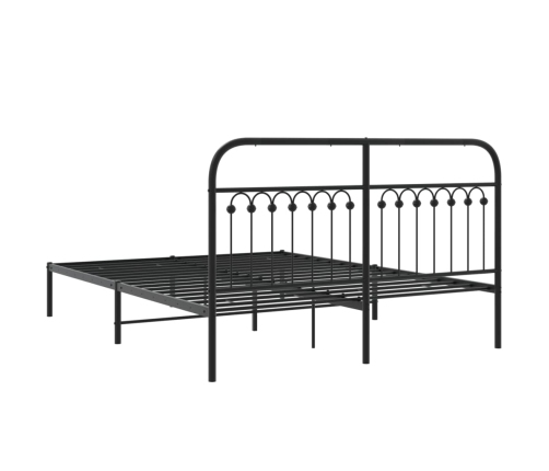 Estructura cama sin colchón con cabecero metal negro 150x200 cm