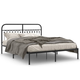 Estructura cama sin colchón con cabecero metal negro 150x200 cm