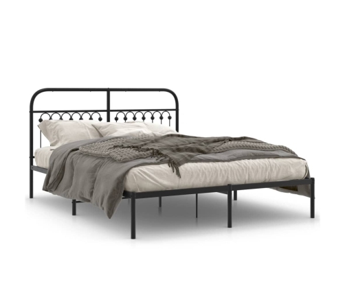 Estructura cama sin colchón con cabecero metal negro 150x200 cm