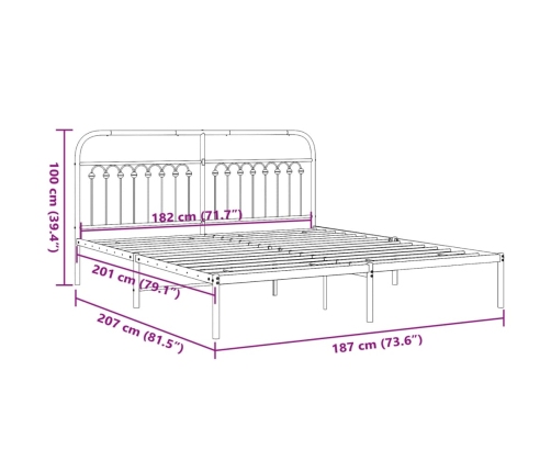 Estructura de cama con cabecero metal negro 183x203 cm