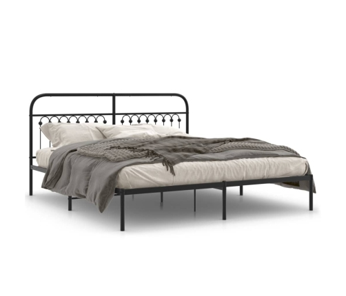 Estructura de cama con cabecero metal negro 183x203 cm