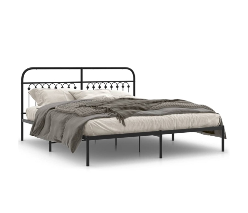 Estructura cama sin colchón con cabecero metal negro 183x213 cm