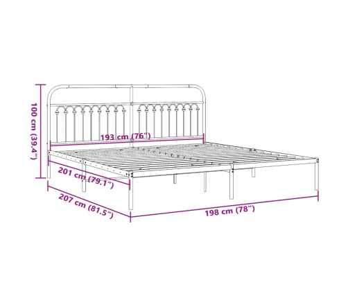 Estructura cama sin colchón con cabecero metal negro 193x203 cm