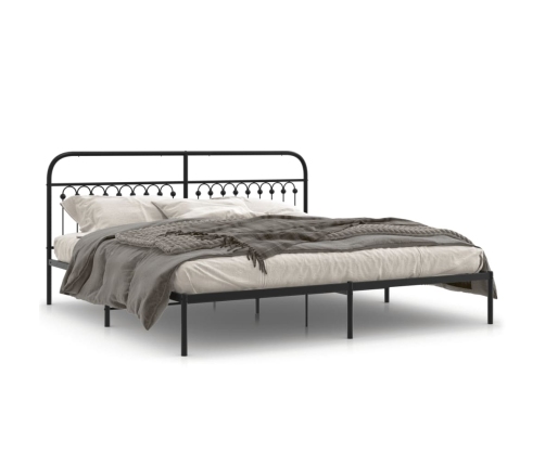 Estructura cama sin colchón con cabecero metal negro 193x203 cm