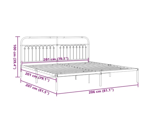 Estructura cama sin colchón con cabecero metal negro 200x200 cm