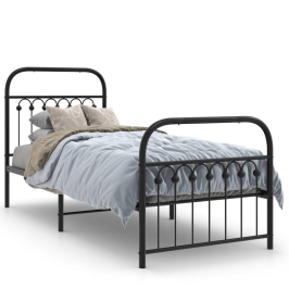 Estructura cama sin colchón con estribo metal negro 80x200 cm