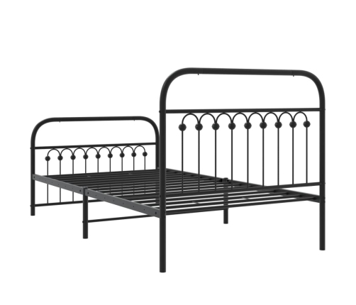 Estructura cama sin colchón con estribo metal negro 100x200 cm