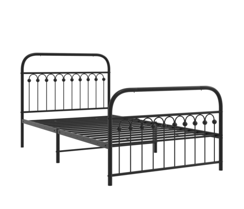 vidaXL Estructura de cama con cabecero y estribo metal negro 107x203cm