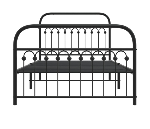 vidaXL Estructura de cama con cabecero y estribo metal negro 107x203cm