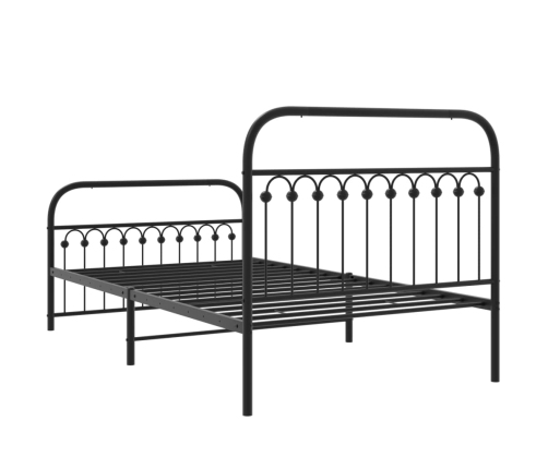 vidaXL Estructura de cama con cabecero y estribo metal negro 107x203cm