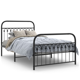 Estructura cama sin colchón con estribo metal negro 107x203 cm