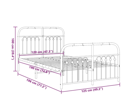 Estructura cama sin colchón con estribo metal negro 120x190 cm