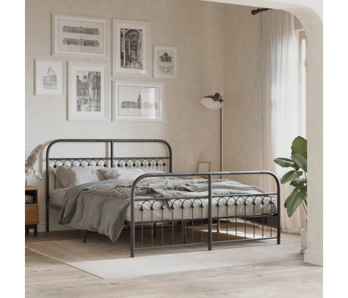 Estructura cama sin colchón con estribo metal negro 160x200 cm