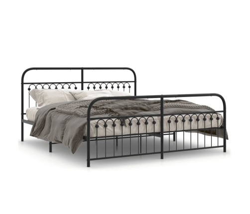 Estructura cama sin colchón con estribo metal negro 183x203 cm