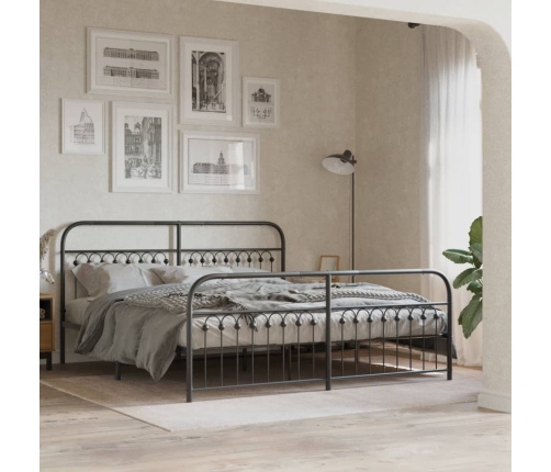Estructura cama sin colchón con estribo metal negro 183x213 cm