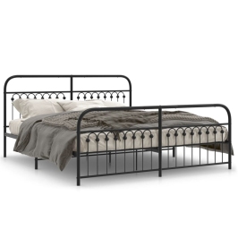 Estructura cama sin colchón con estribo metal negro 183x213 cm