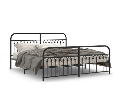 Estructura cama sin colchón con estribo metal negro 183x213 cm