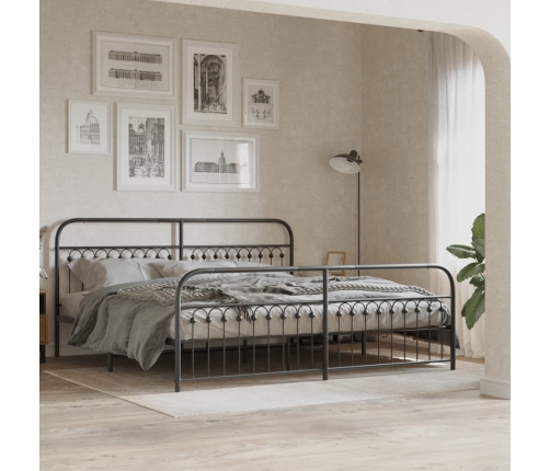 Estructura cama sin colchón con estribo metal negro 193x203 cm