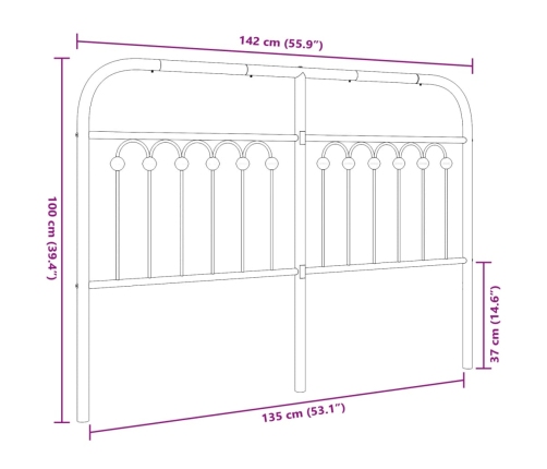 Cabecero de metal negro 135 cm