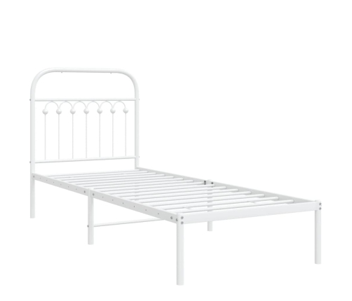 Estructura cama sin colchón con cabecero metal blanco 75x190 cm