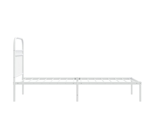 Estructura cama sin colchón con cabecero metal blanco 75x190 cm