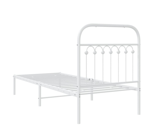 Estructura cama sin colchón con cabecero metal blanco 75x190 cm