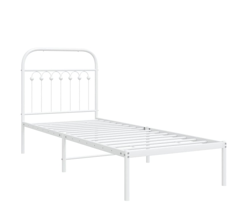 Estructura cama sin colchón con cabecero metal blanco 80x200 cm