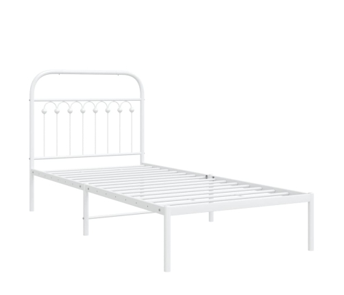 Estructura cama sin colchón con cabecero metal blanco 90x190 cm