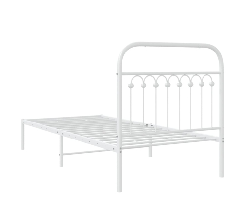 Estructura cama sin colchón con cabecero metal blanco 90x190 cm