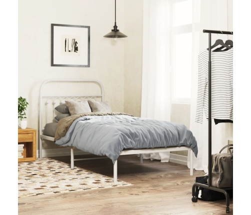 Estructura cama sin colchón con cabecero metal blanco 90x200 cm