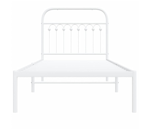 Estructura cama sin colchón con cabecero metal blanco 90x200 cm