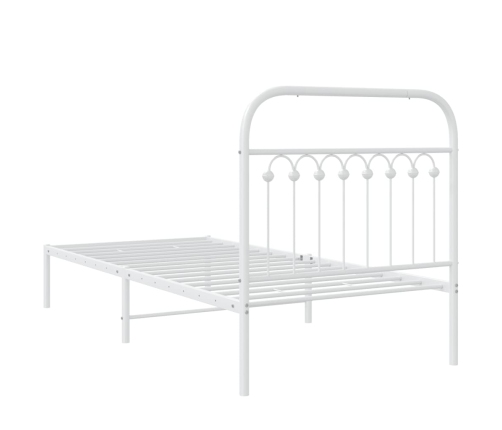 Estructura cama sin colchón con cabecero metal blanco 90x200 cm
