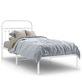 Estructura cama sin colchón con cabecero metal blanco 90x200 cm