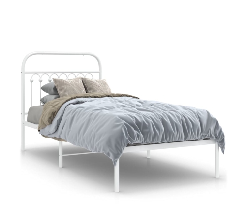 Estructura cama sin colchón con cabecero metal blanco 90x200 cm