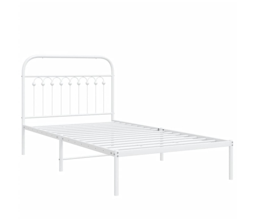 Estructura cama sin colchón con cabecero metal blanco 100x190cm