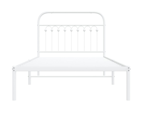 Estructura cama sin colchón con cabecero metal blanco 100x190cm