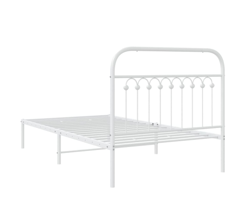 Estructura cama sin colchón con cabecero metal blanco 100x190cm