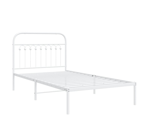 Estructura cama sin colchón con cabecero metal blanco 100x200cm