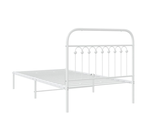 Estructura cama sin colchón con cabecero metal blanco 100x200cm