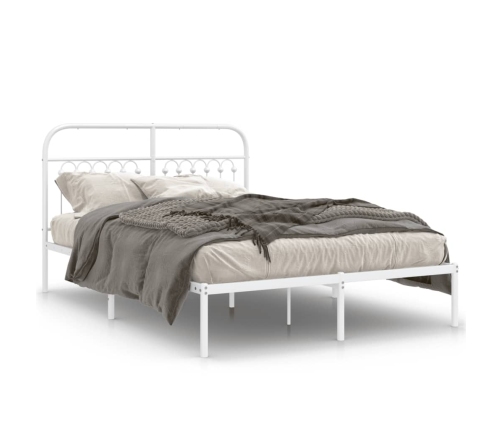 Estructura cama sin colchón con cabecero metal blanco 135x190cm