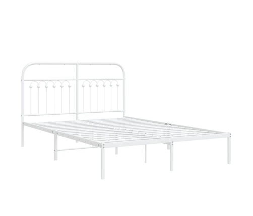 Estructura cama sin colchón con cabecero metal blanco 140x190cm