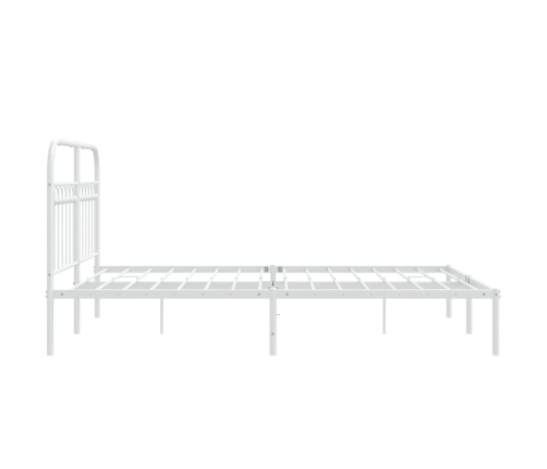 Estructura cama sin colchón con cabecero metal blanco 140x190cm