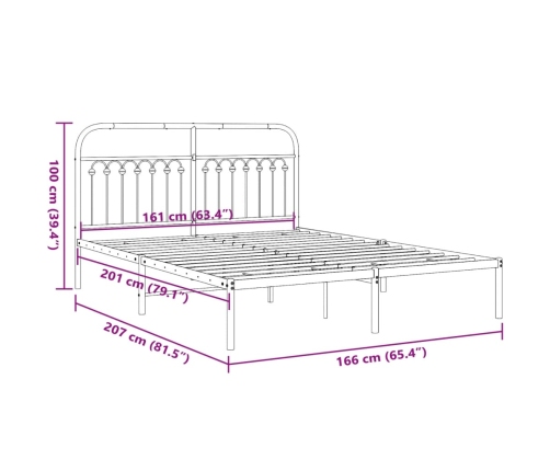 Estructura cama sin colchón con cabecero metal blanco 160x200cm