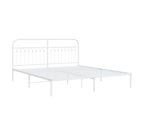 Estructura de cama de metal con cabecero blanco 183x203 cm