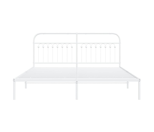 Estructura de cama de metal con cabecero blanco 183x203 cm