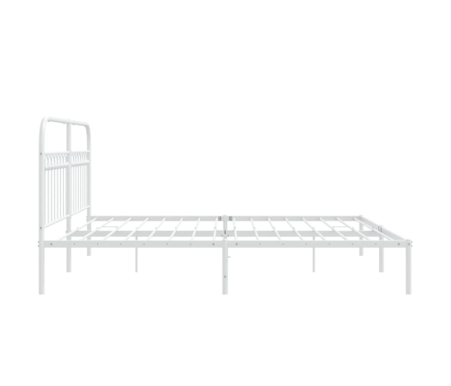 Estructura de cama de metal con cabecero blanco 183x203 cm