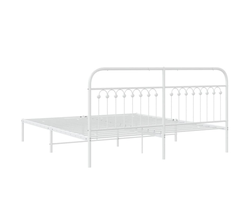 Estructura de cama de metal con cabecero blanco 183x203 cm