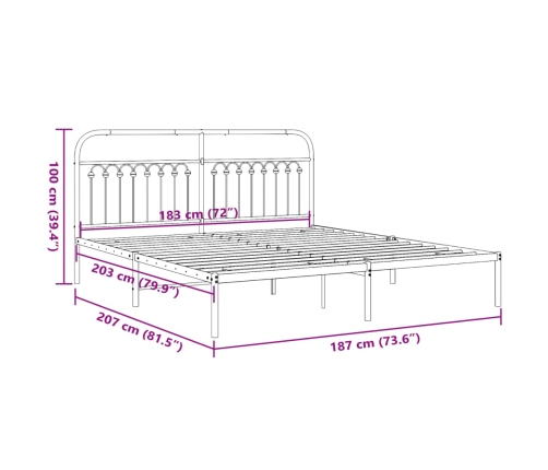 Estructura de cama de metal con cabecero blanco 183x203 cm